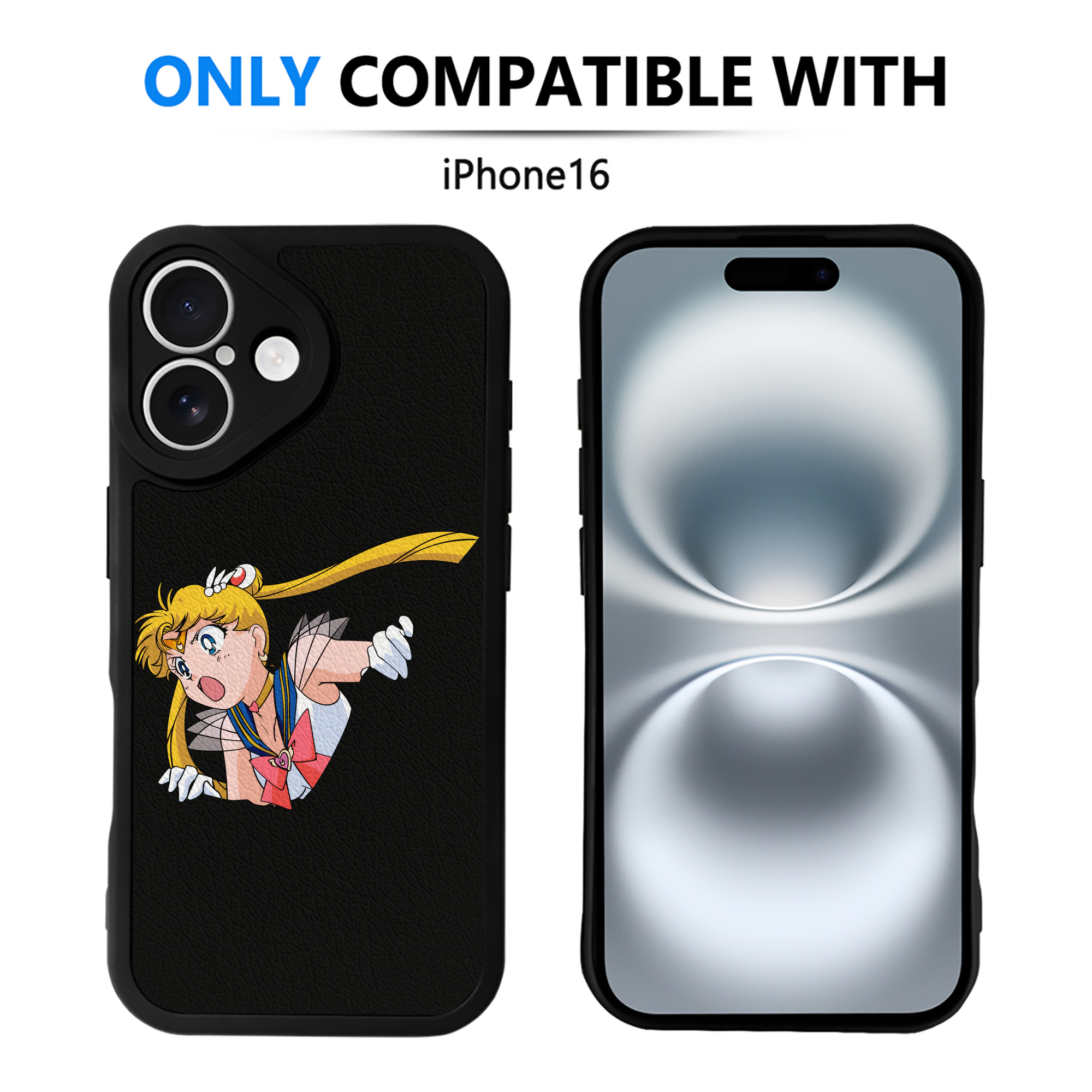 （画像用） 美少女戦士セーラームーン 月野 うさぎ つきの うさぎ Sailor Moon Tsukino Usagi 【iPhone 16シリーズ対応】シリコンスマホケース（レザー調） 材質：シリコン